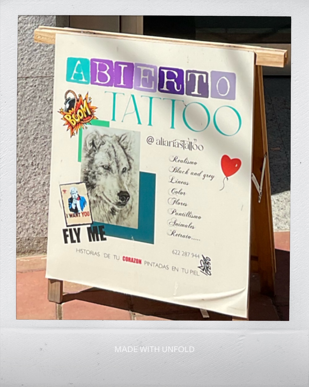 Cartel de abierto del estudio